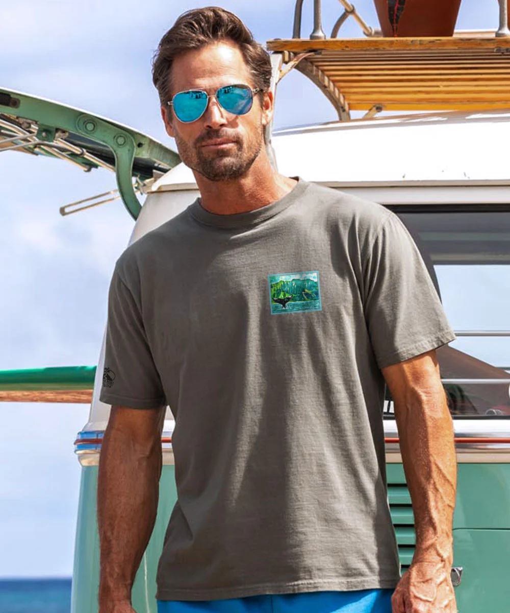 Napali Whale Tail Scenic - Crater Dyed® Short Sleeve Crewneck T-Shirt - Image 3