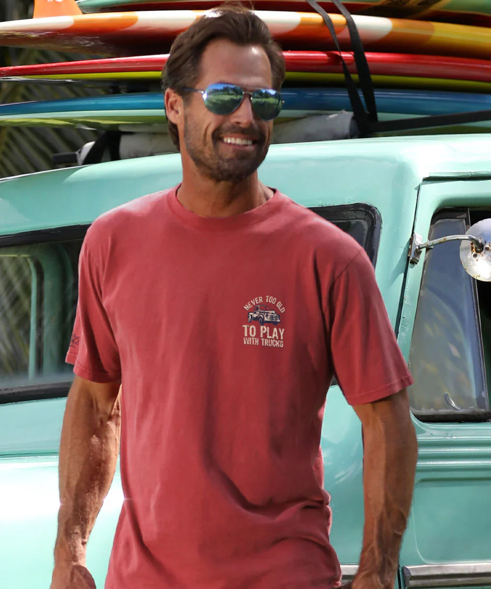 Never Too Old - Paradise Red Dyed Short Sleeve Crewneck T-Shirt - Image 3