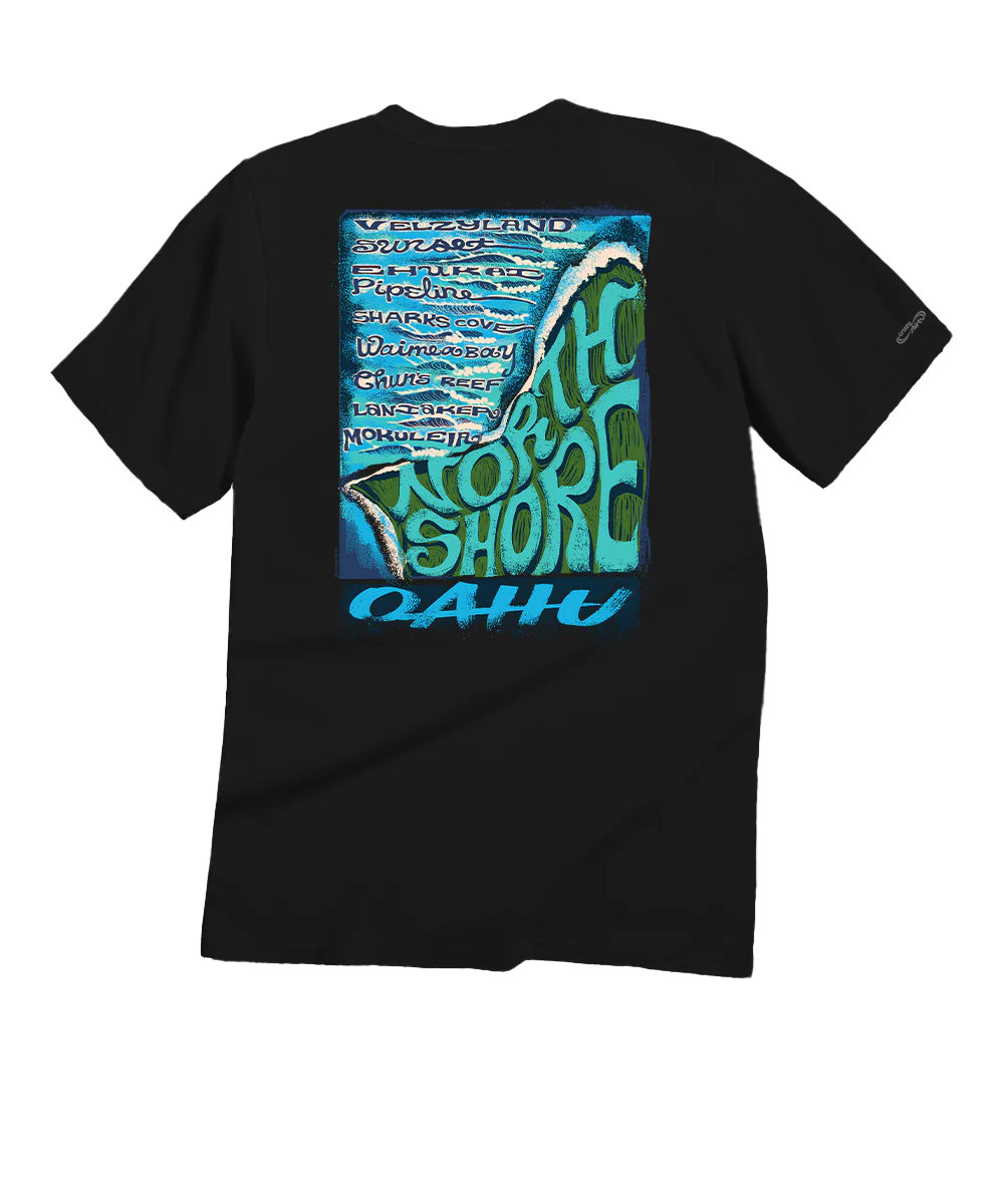 North Shore Breaks - Black Short Sleeve Crewneck T-Shirt