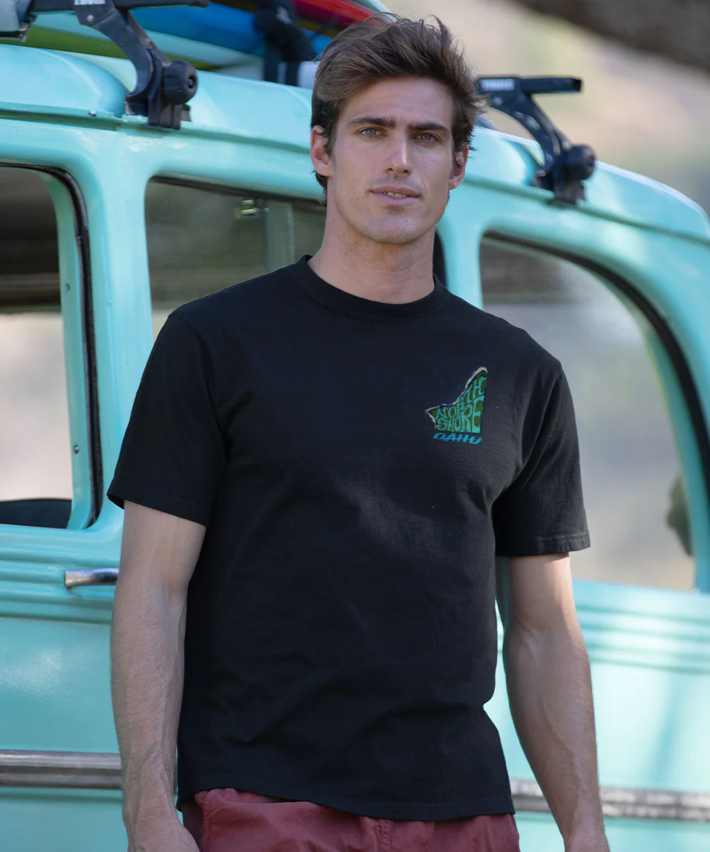 North Shore Breaks - Black Short Sleeve Crewneck T-Shirt - Image 3