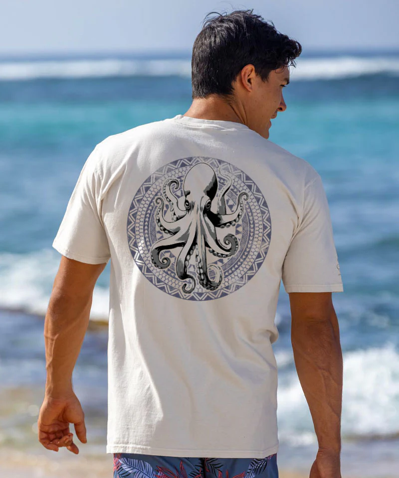Octopus Tribal Circle - White Short Sleeve Crewneck T-Shirt - Image 2