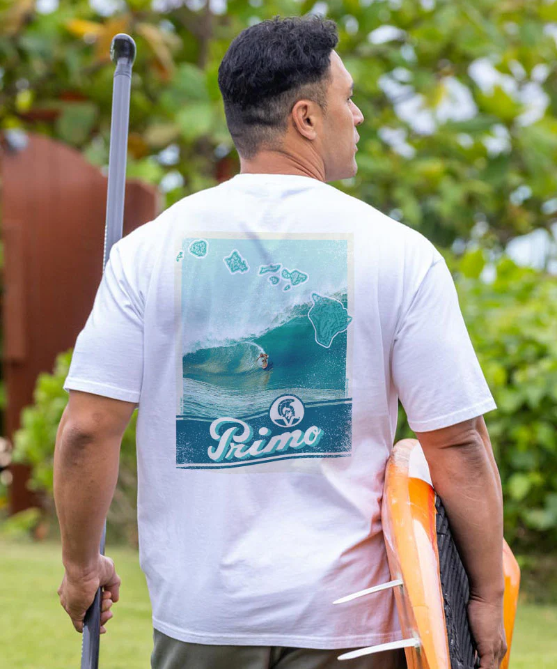 Pabst Primo Surf Poster - White Short Sleeve Crewneck T-Shirt - Image 2