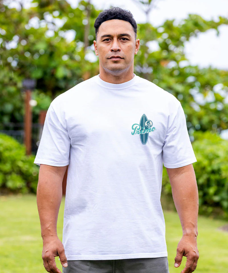 Pabst Primo Surf Poster - White Short Sleeve Crewneck T-Shirt - Image 3