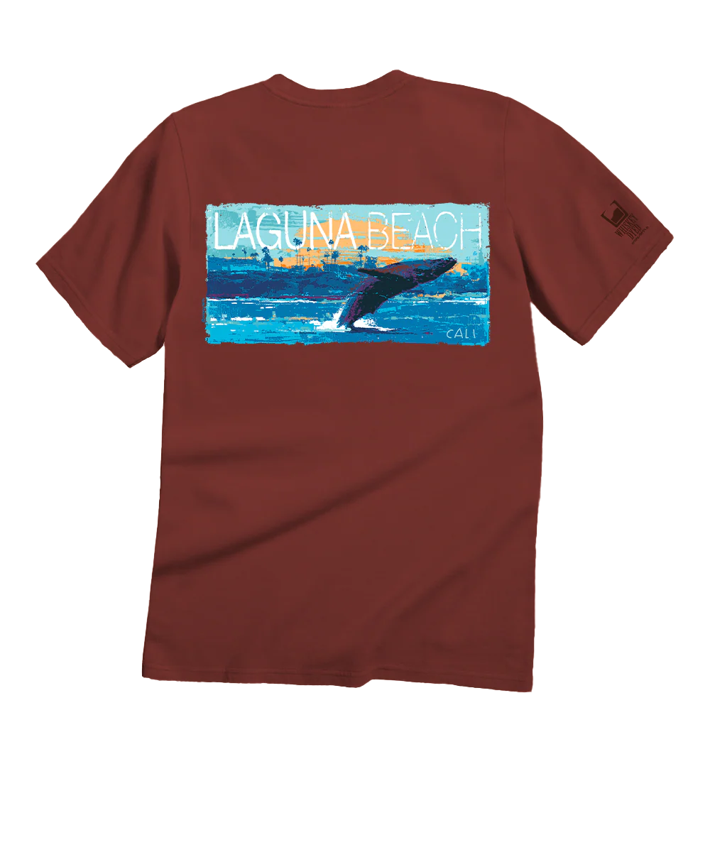 Painted Laguna Whale - Whiskey Dyed Short Sleeve Crewneck T-Shirt