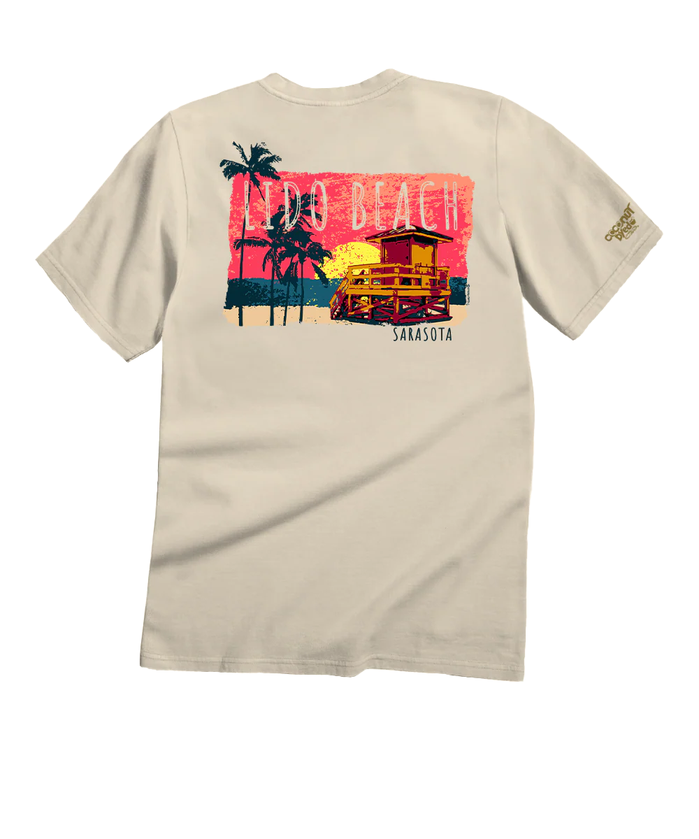 Painted Lido Beach - Coconut Dyed Short Sleeve Crewneck T-Shirt