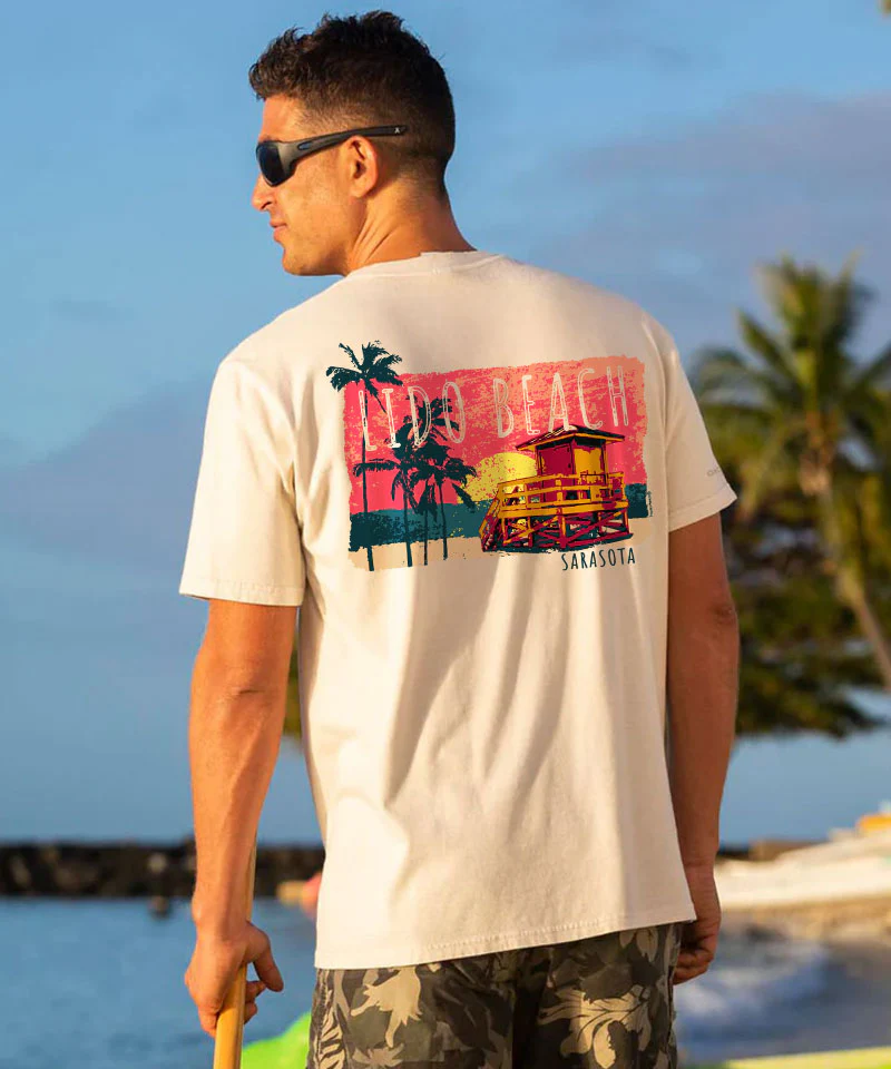 Painted Lido Beach - Coconut Dyed Short Sleeve Crewneck T-Shirt - Image 2