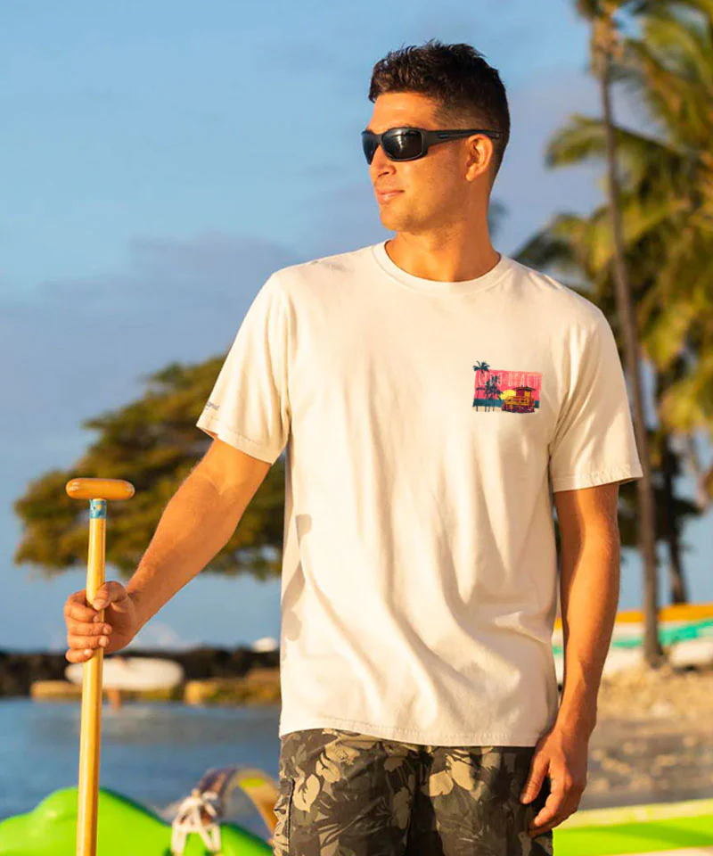 Painted Lido Beach - Coconut Dyed Short Sleeve Crewneck T-Shirt - Image 3