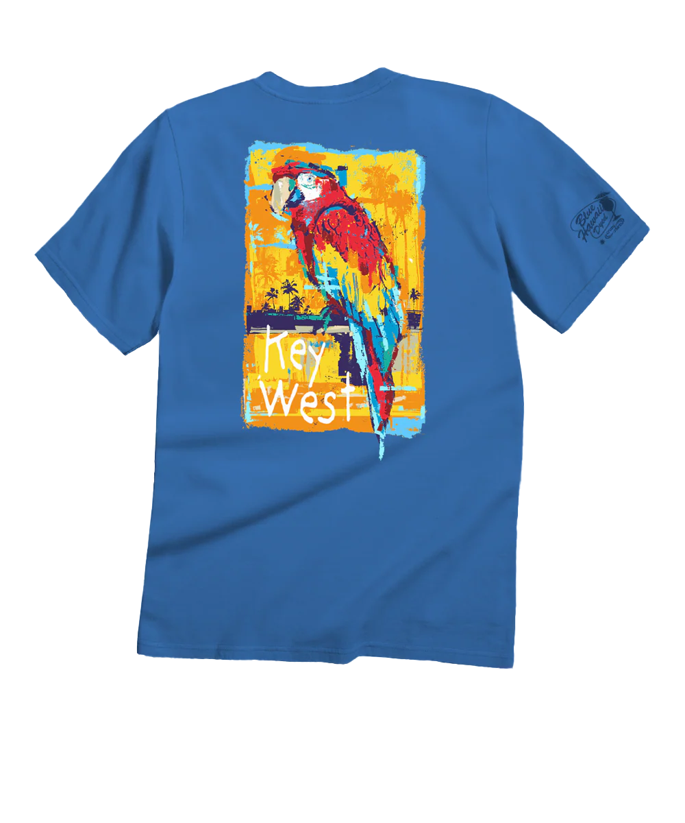 Painted Parrot - Blue Hawaii Dyed Short Sleeve Crewneck T-Shirt