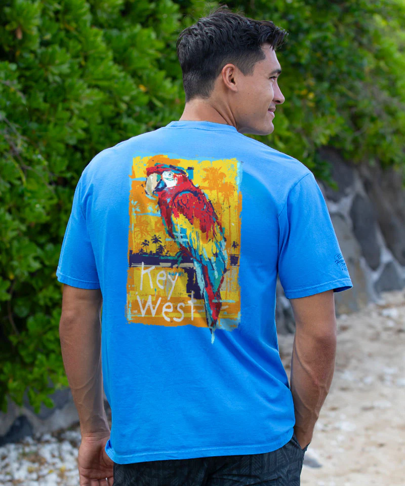 Painted Parrot - Blue Hawaii Dyed Short Sleeve Crewneck T-Shirt - Image 2