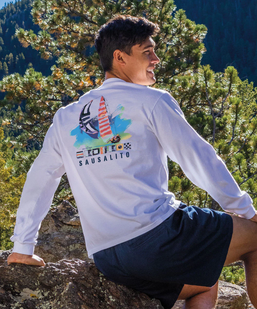 Painted Sails - White Long Sleeve Crewneck T-Shirt - Image 2