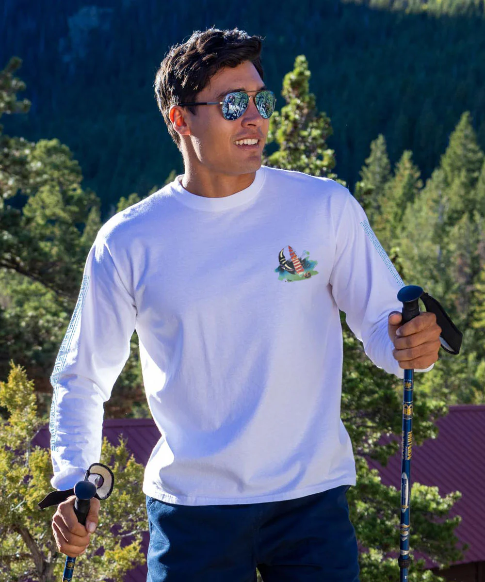 Painted Sails - White Long Sleeve Crewneck T-Shirt - Image 3