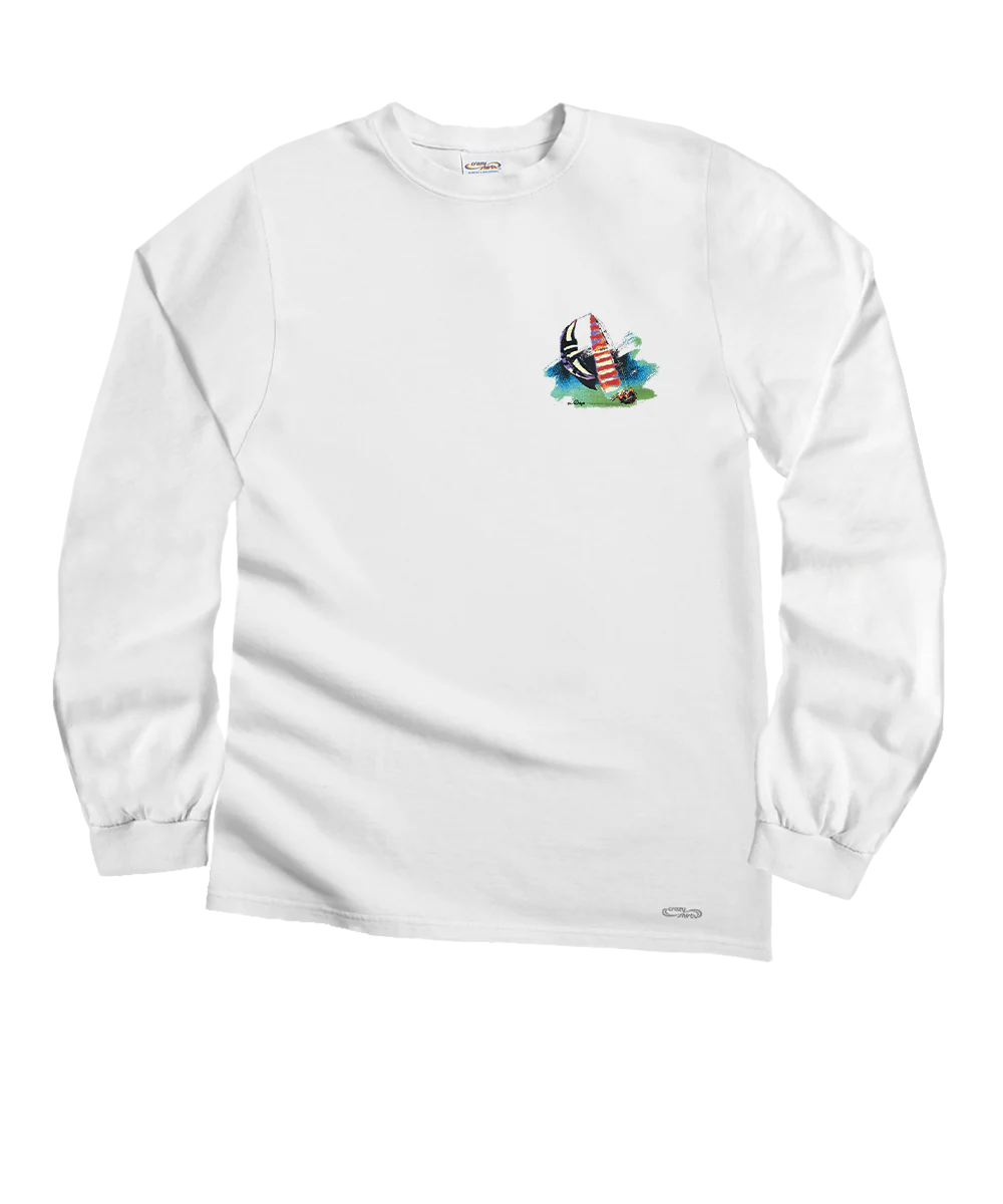 Painted Sails - White Long Sleeve Crewneck T-Shirt - Image 4