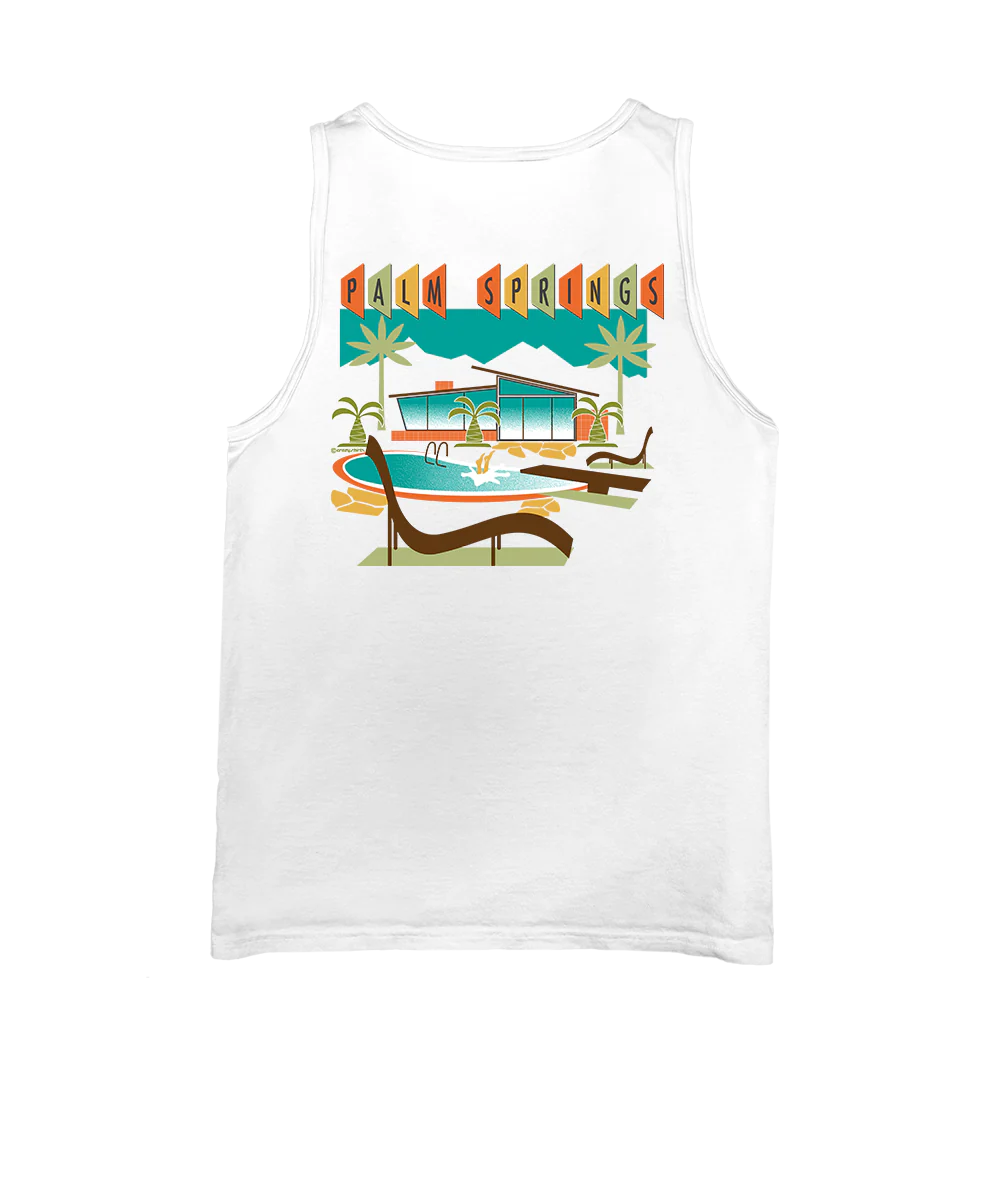 Palm Springs Oasis - White Sleeveless Tank Top