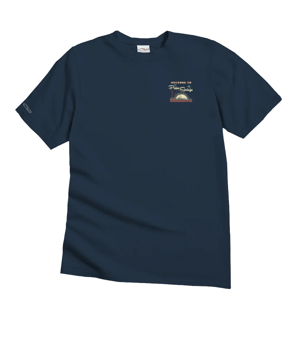 Palm Springs Windmills - Navy Short Sleeve Crewneck T-Shirt - Image 4