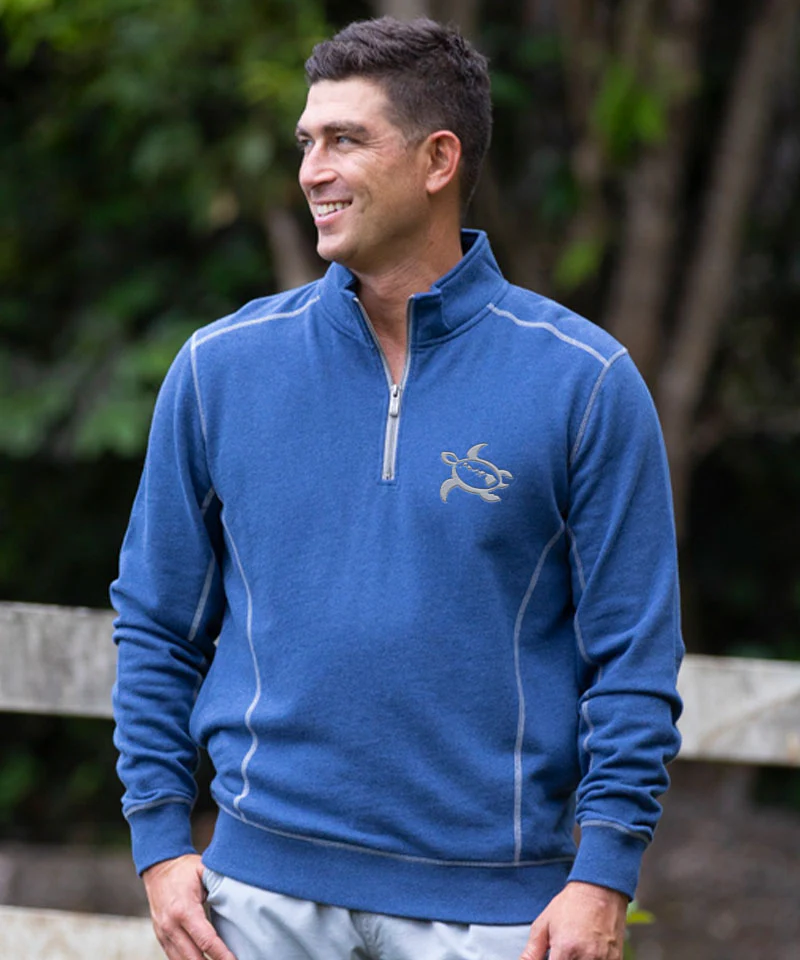 Paradise Honu - Blue Heather Long Sleeve Mountain Peak Pullover - Image 2