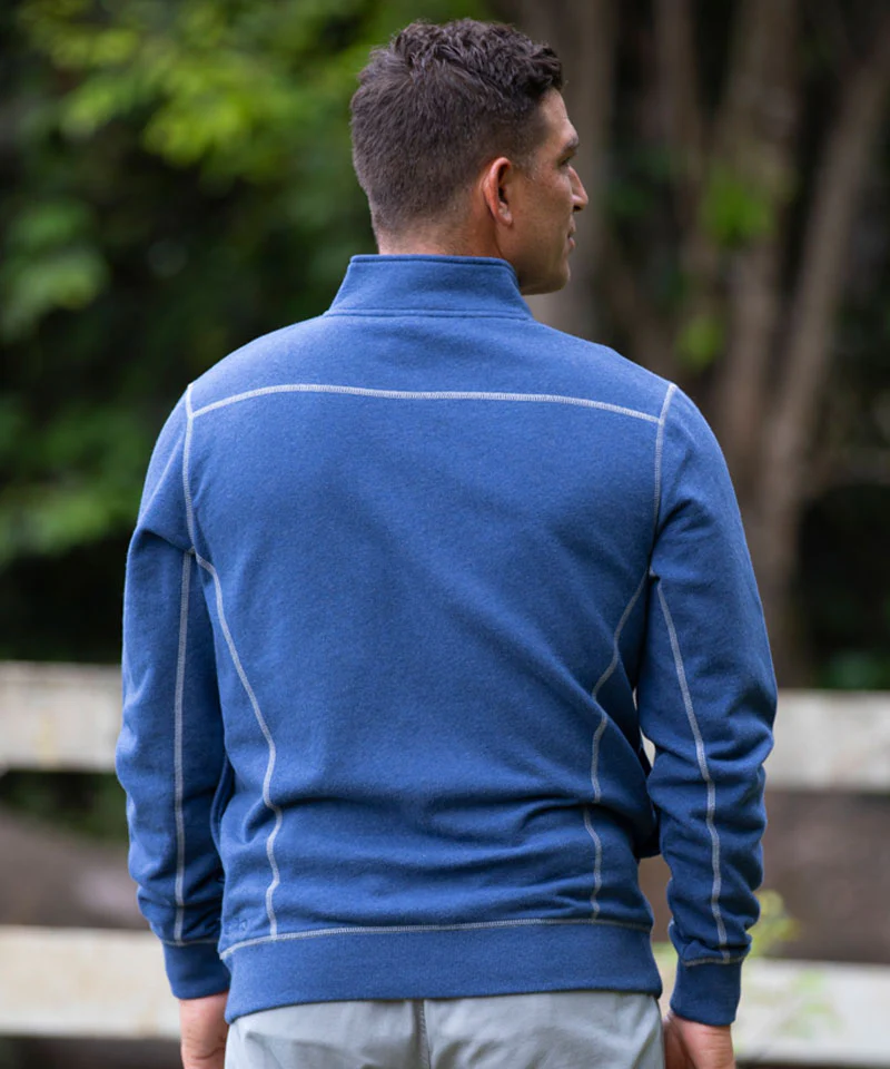 Paradise Honu - Blue Heather Long Sleeve Mountain Peak Pullover - Image 3