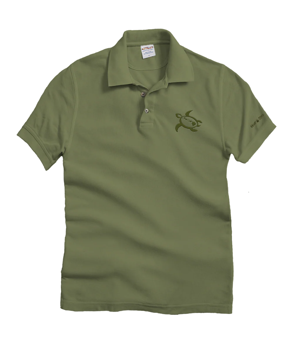 Paradise Honu - Hemp Dyed Short Sleeve Oceanfront Polo Shirt