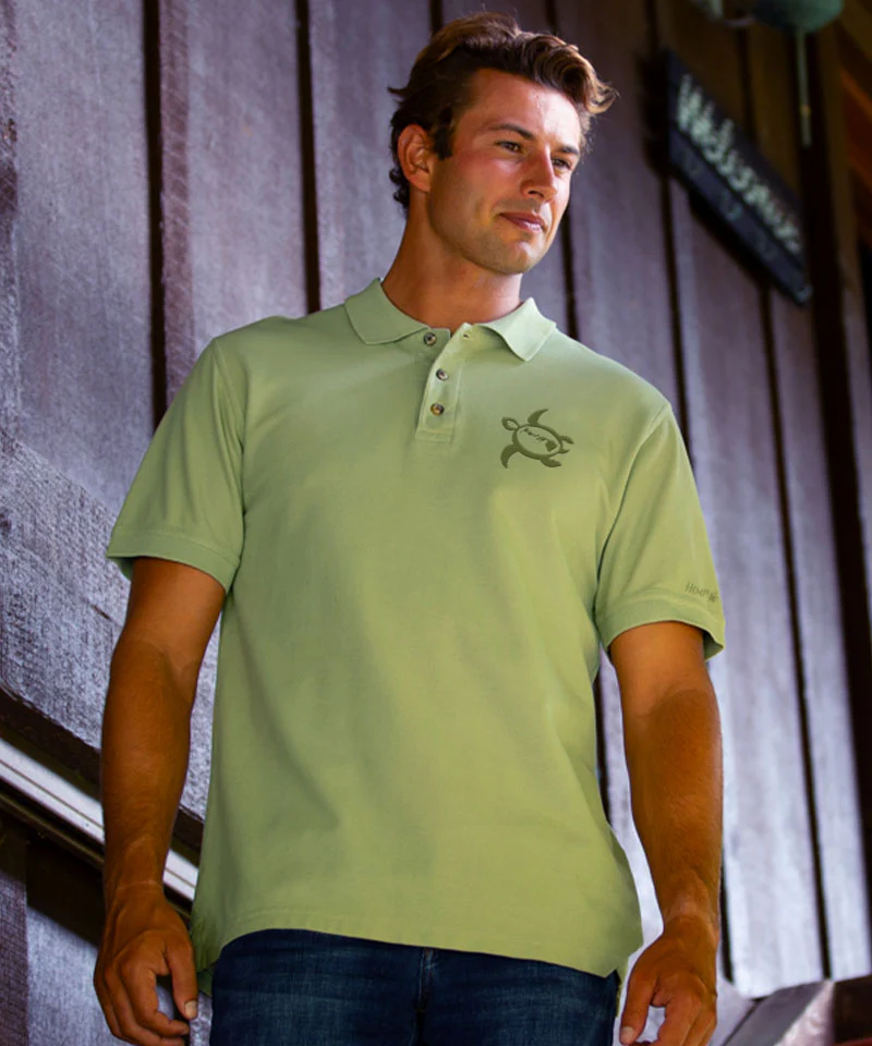 Paradise Honu - Hemp Dyed Short Sleeve Oceanfront Polo Shirt - Image 2