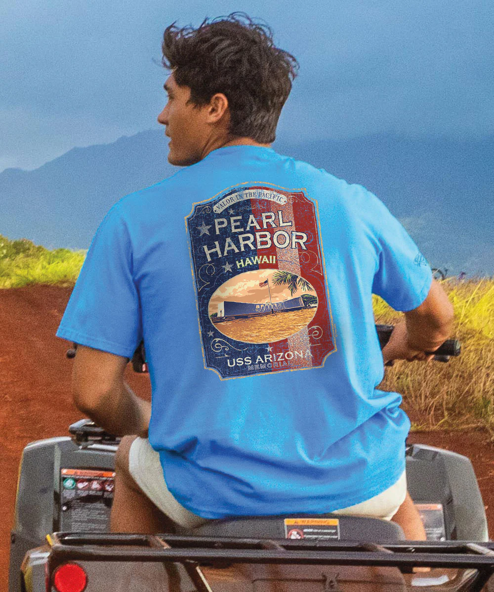 Pearl Harbor Vintage - Blue Hawaii Dyed Short Sleeve Crewneck T-Shirt - Image 2