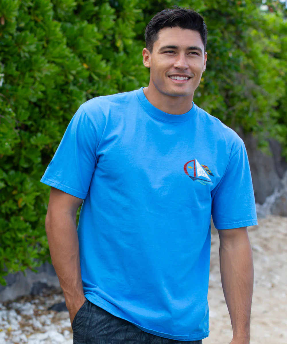 Port America - Blue Hawaii Dyed Short Sleeve Crewneck T-Shirt - Image 3