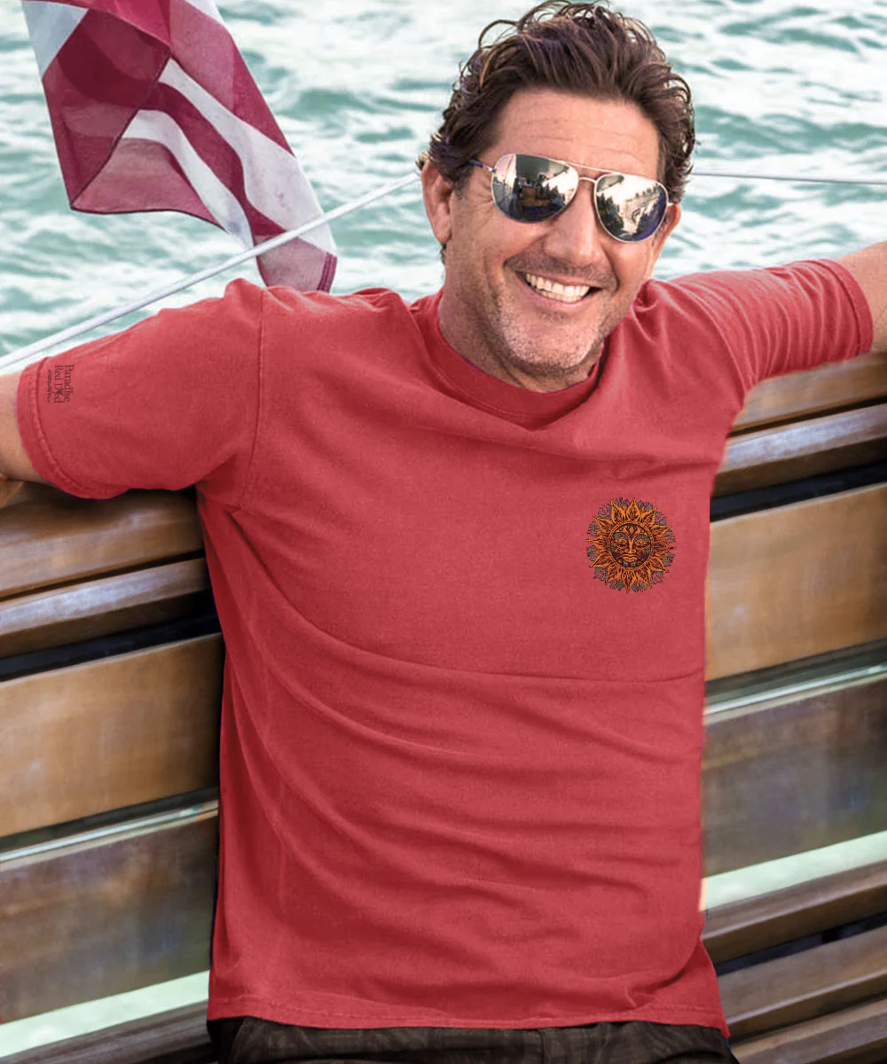 Radiating Sun - Paradise Red Dyed Short Sleeve Crewneck T-Shirt - Image 3