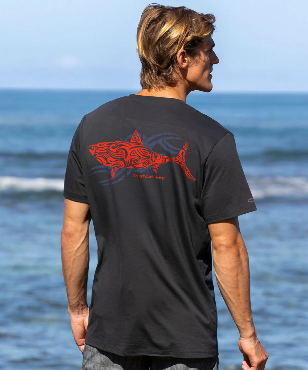 Red Shark - Jet Black Short Sleeve Pima T-Shirt - Image 2