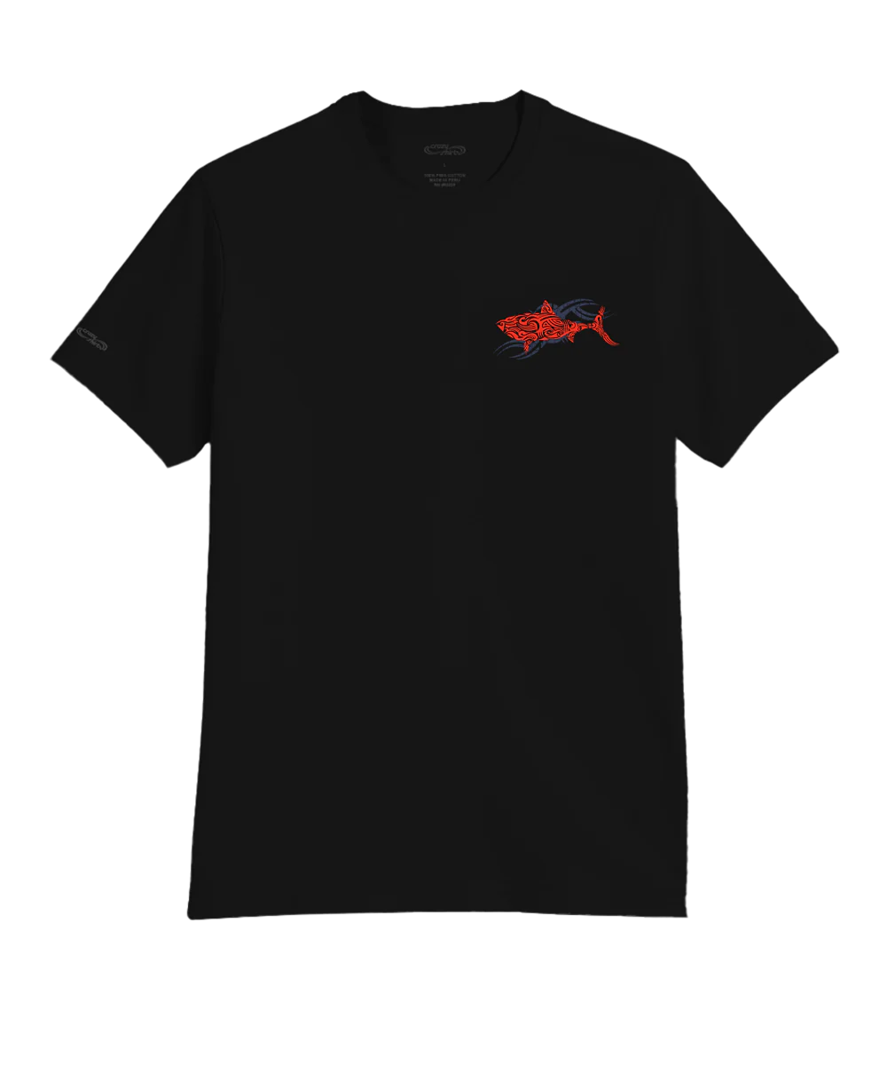 Red Shark - Jet Black Short Sleeve Pima T-Shirt - Image 4