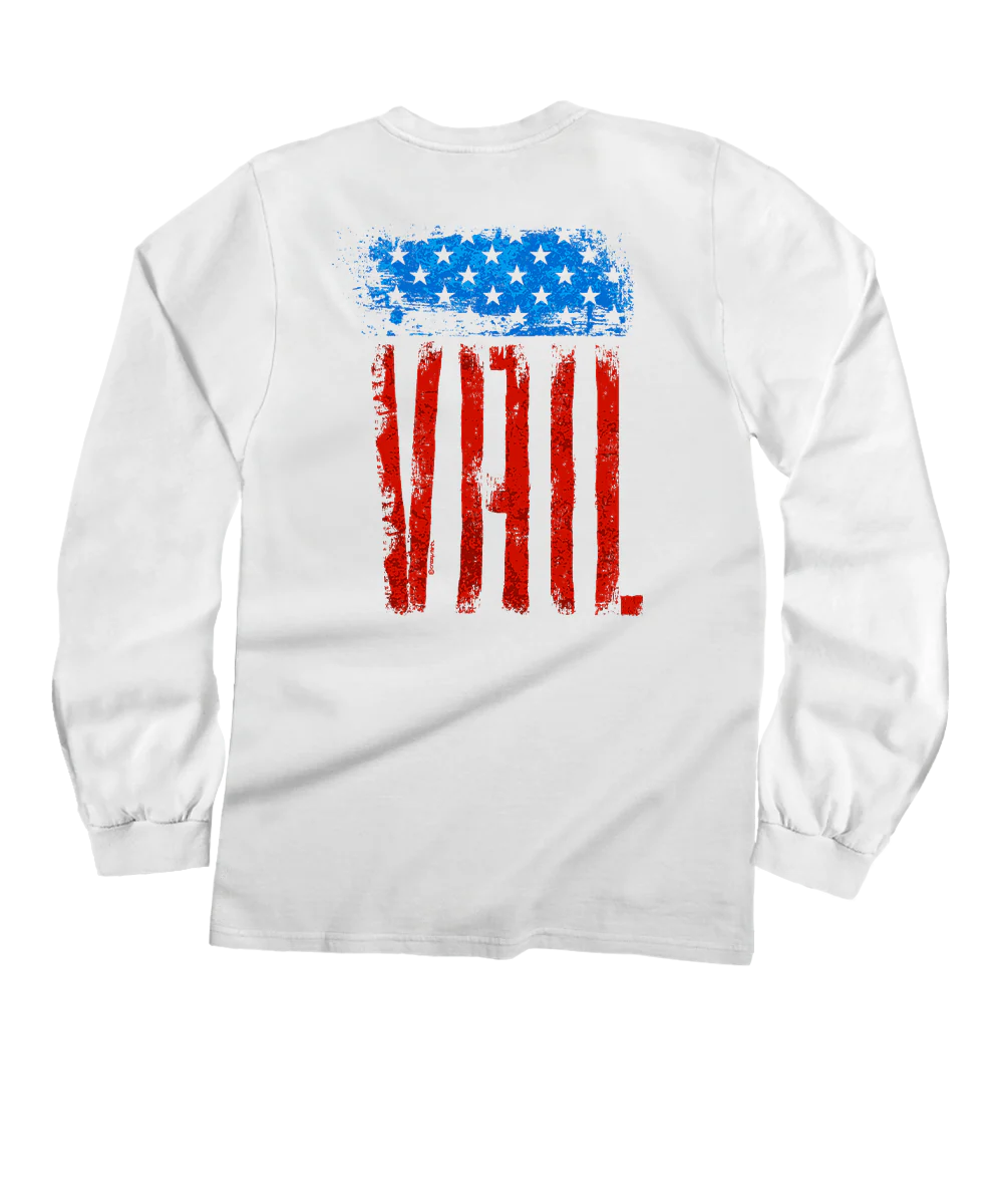 Red White Blue Flag - White Long Sleeve Crewneck T-Shirt