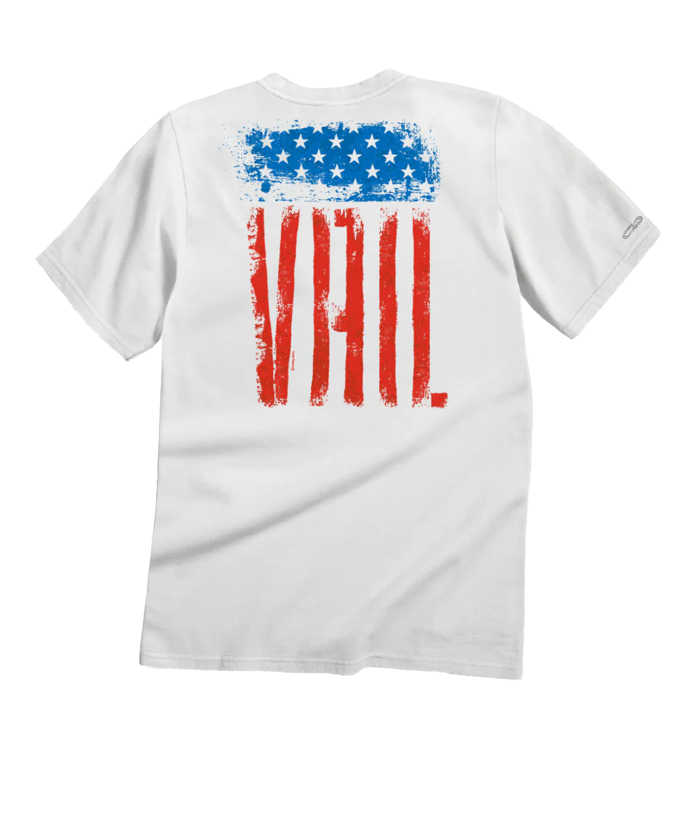 Red White Blue Flag - White Short Sleeve Crewneck T-Shirt