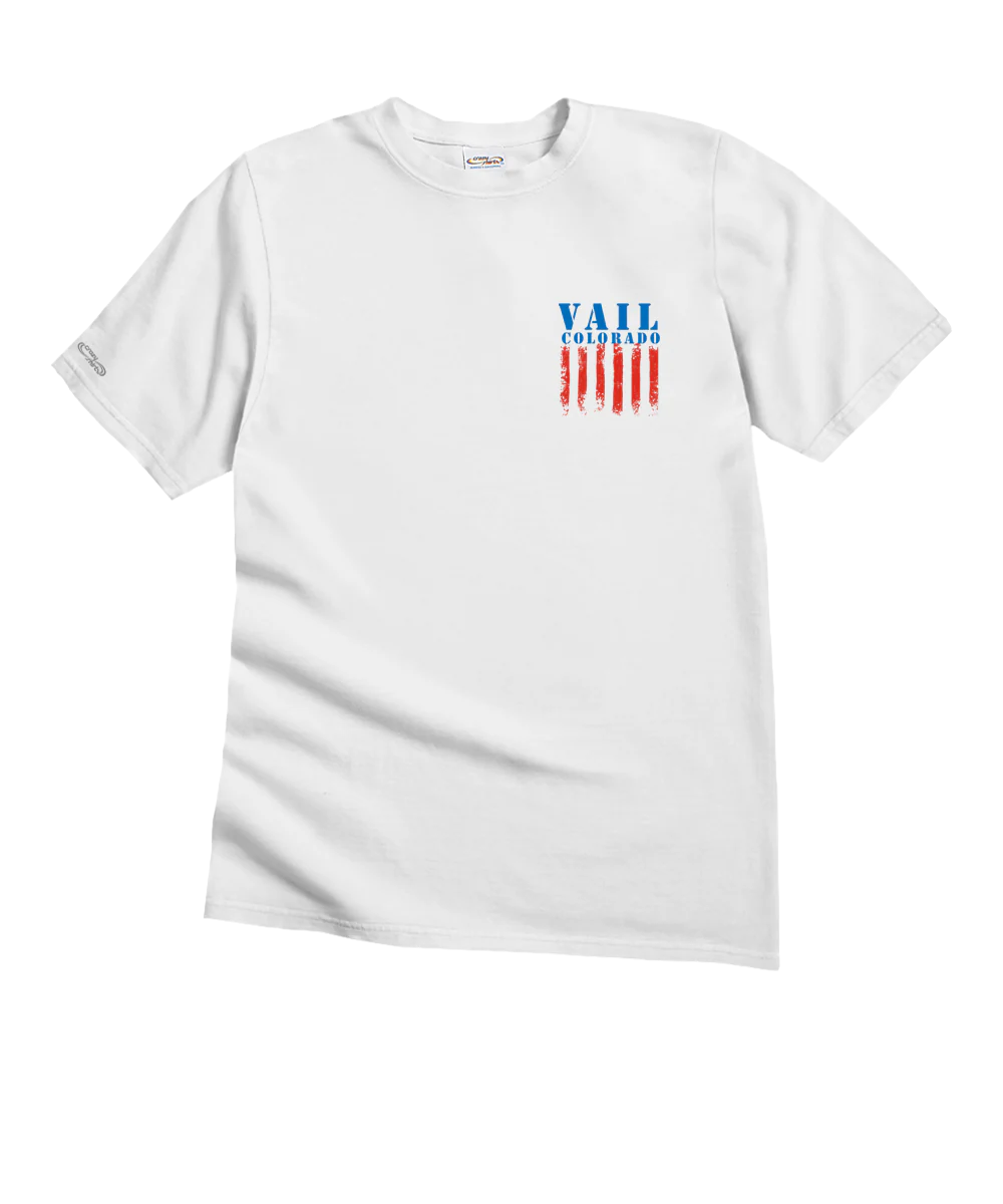Red White Blue Flag - White Short Sleeve Crewneck T-Shirt - Image 4