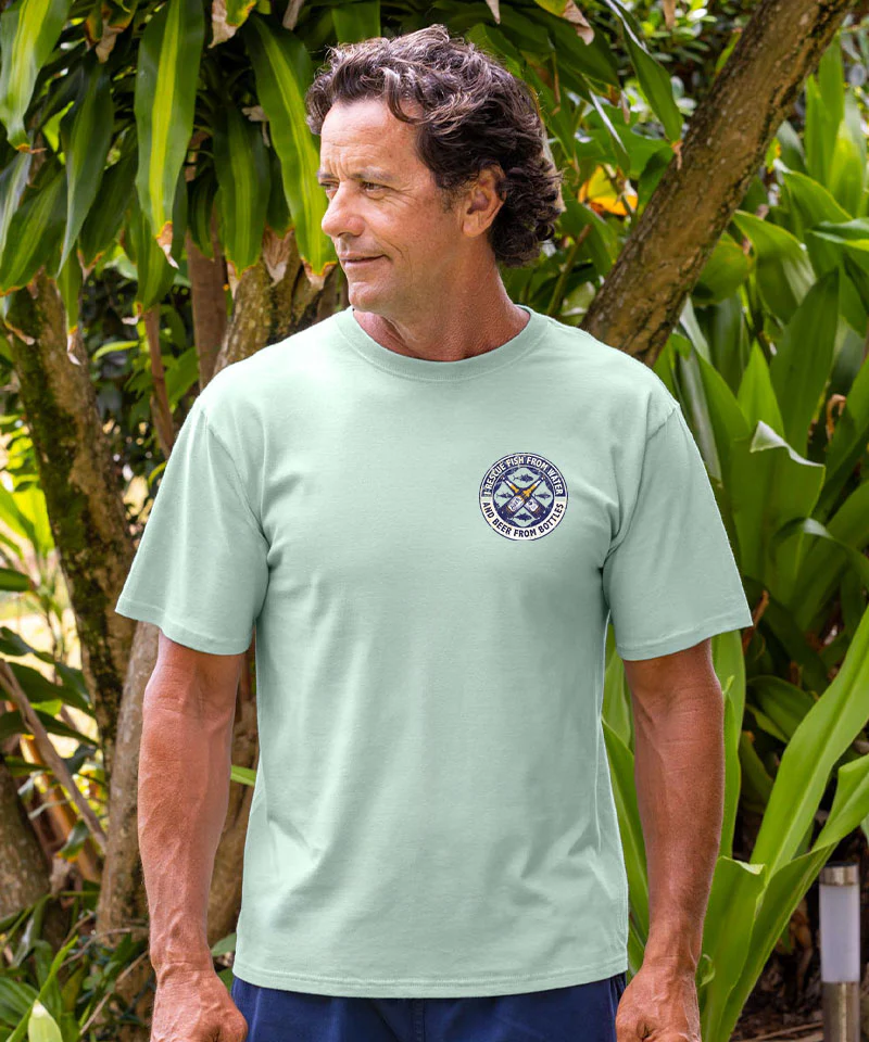 Rescue Fish And Beer - Seaglass Short Sleeve Crewneck T-Shirt - Image 3