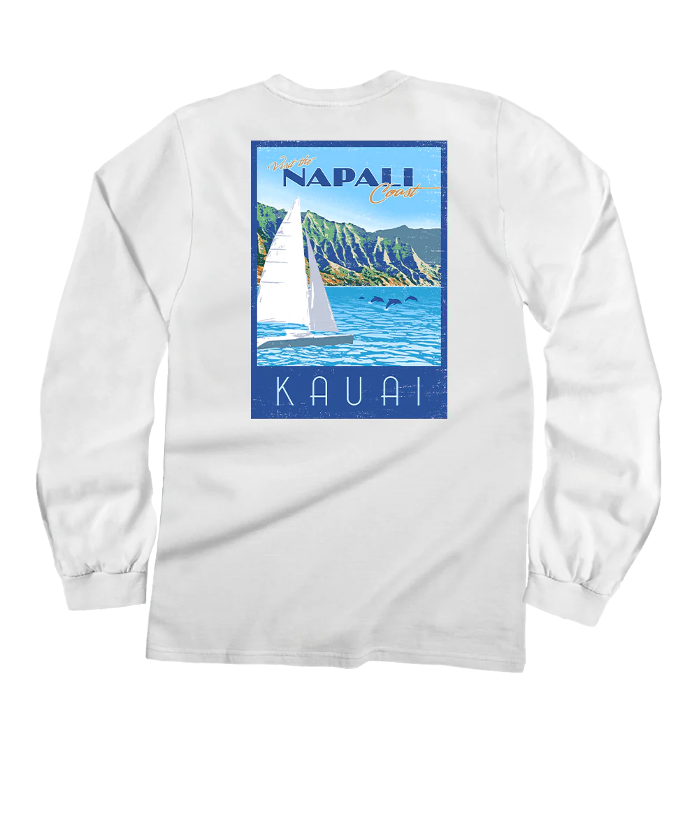Retro Napali Poster - White Long Sleeve Crewneck T-Shirt