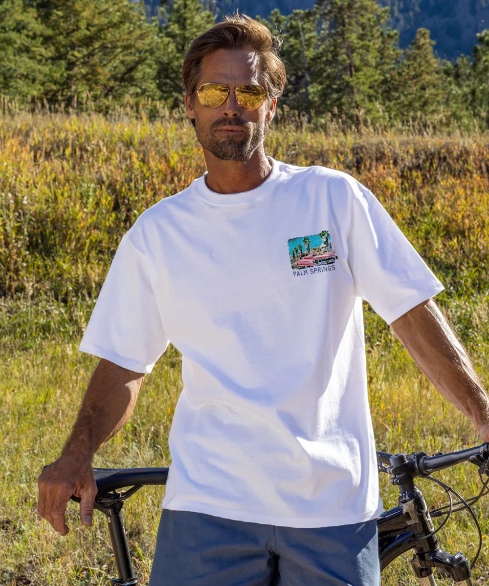 Retro Palm Canyon Drive - White Short Sleeve Crewneck T-Shirt - Image 3