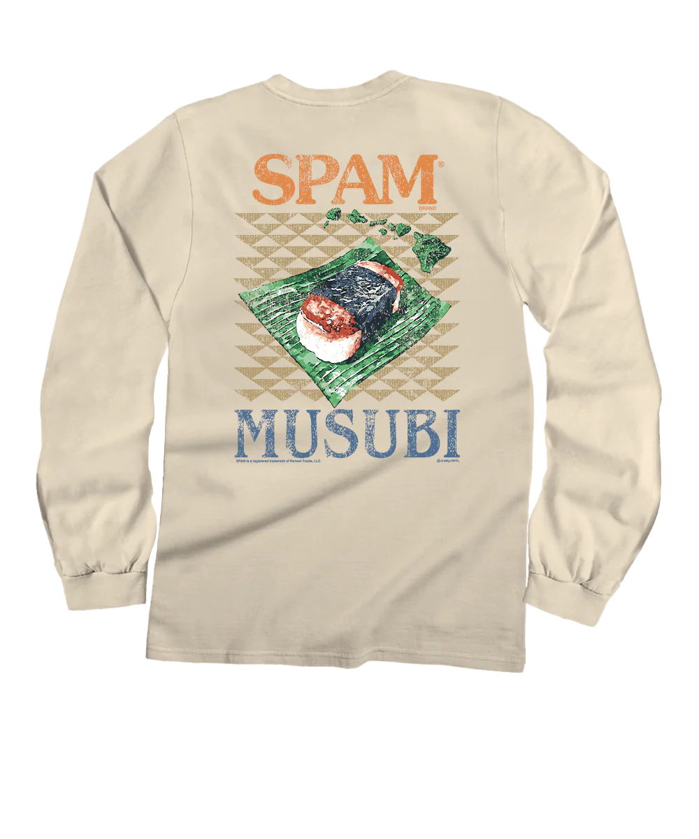 Retro SPAM® Musubi - Coconut Dyed Long Sleeve Crewneck T-Shirt