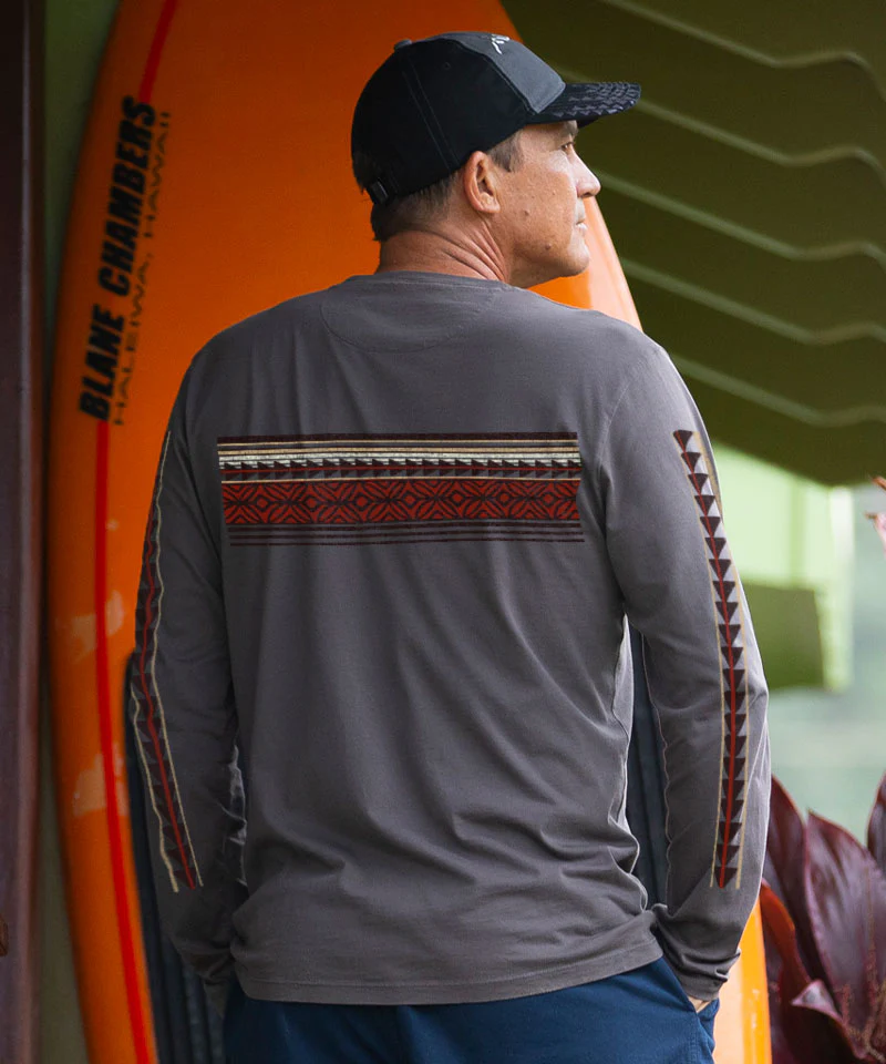 Retro Sunset Stripes - Smoke Long Sleeve Pima T-Shirt - Image 3