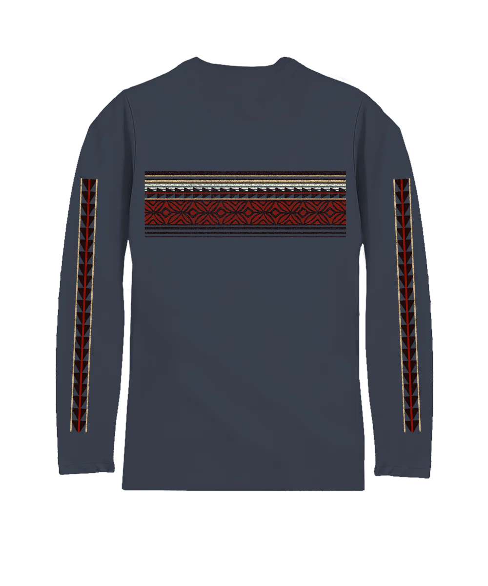 Retro Sunset Stripes - Smoke Long Sleeve Pima T-Shirt - Image 4