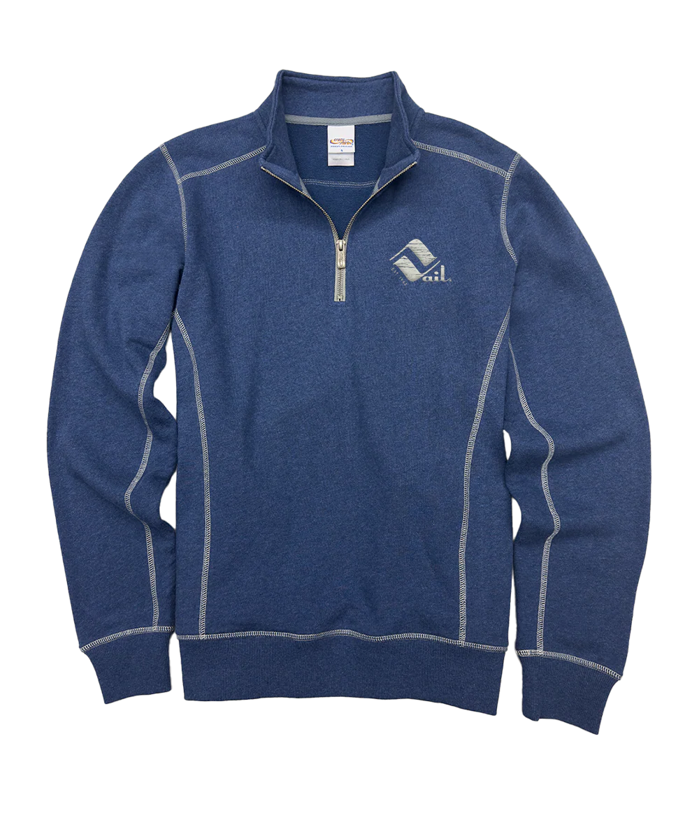Retro Vail - Blue Heather Long Sleeve Mountain Peak Pullover