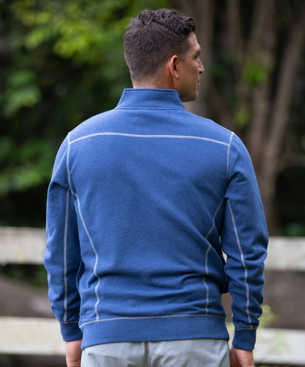 Retro Vail - Blue Heather Long Sleeve Mountain Peak Pullover - Image 3