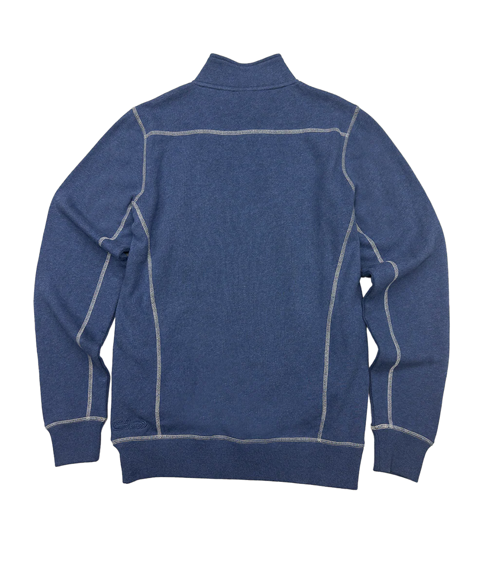 Retro Vail - Blue Heather Long Sleeve Mountain Peak Pullover - Image 4