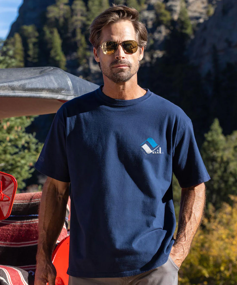 Retro Vail Frost - Navy Short Sleeve Crewneck T-Shirt - Image 3