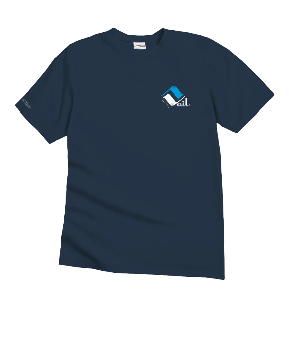 Retro Vail Frost - Navy Short Sleeve Crewneck T-Shirt - Image 4