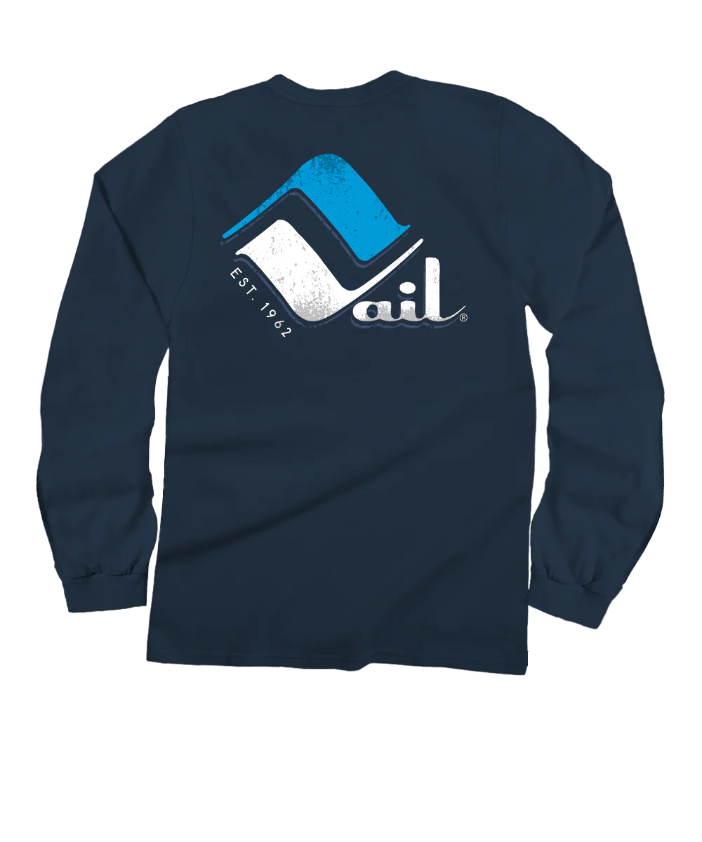 Retro Vail Retro Vail Frost - Navy Long Sleeve Crewneck T-Shirt