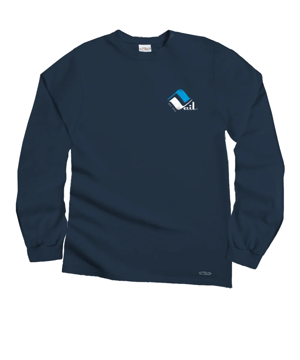 Retro Vail Retro Vail Frost - Navy Long Sleeve Crewneck T-Shirt - Image 4