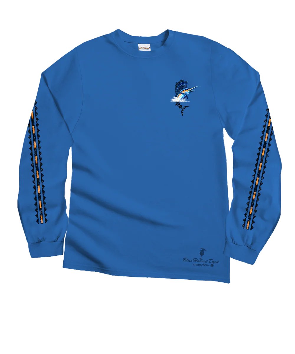 Sailfish Florida - Blue Hawaii Dyed Long Sleeve Crewneck T-Shirt - Image 4