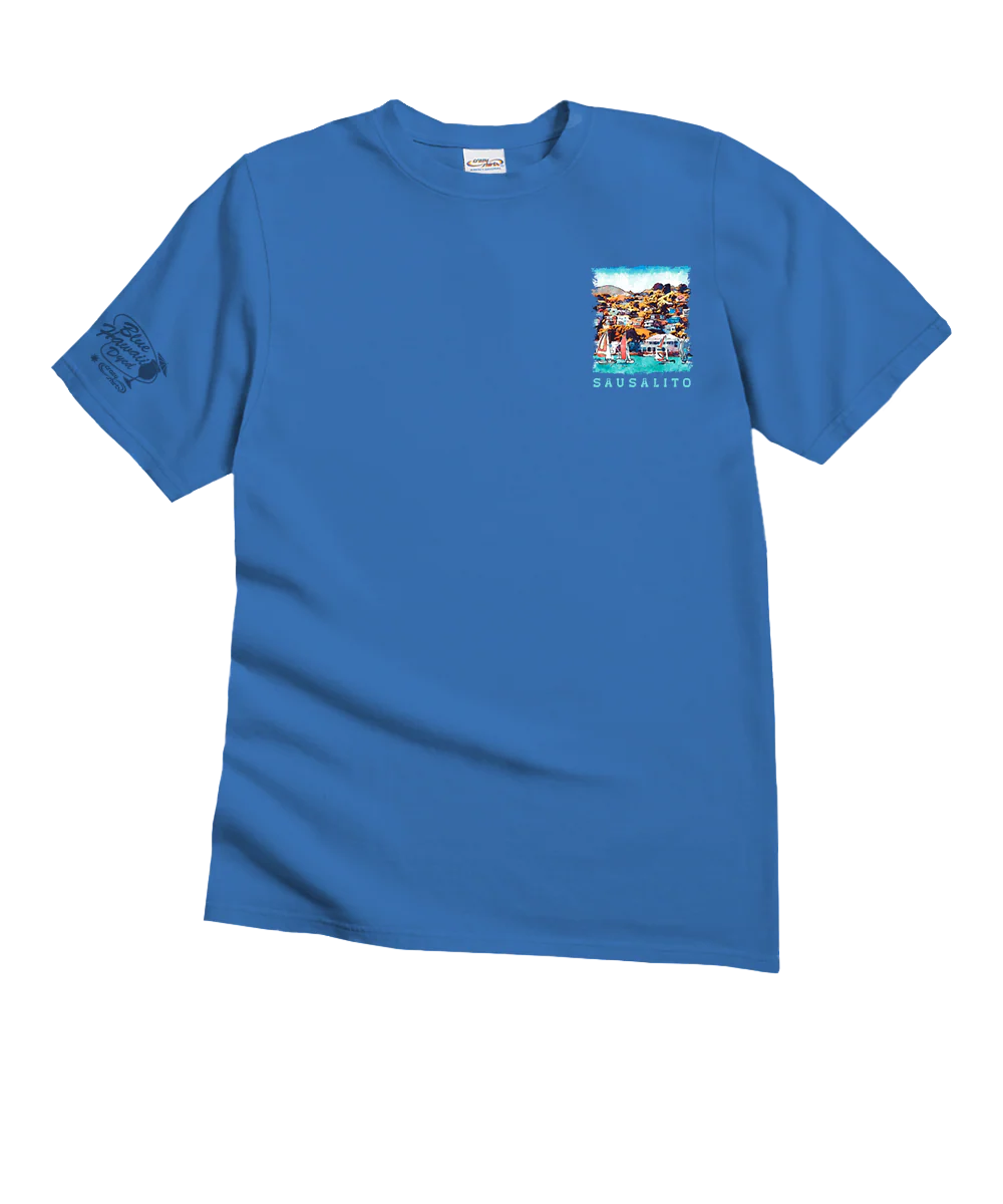 Sailing Sausalito - Blue Hawaii Dyed Short Sleeve Crewneck T-Shirt - Image 4