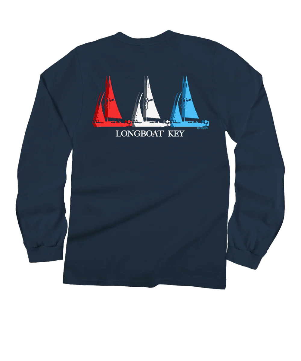 Sails Blu - Navy Long Sleeve Crewneck T-Shirt