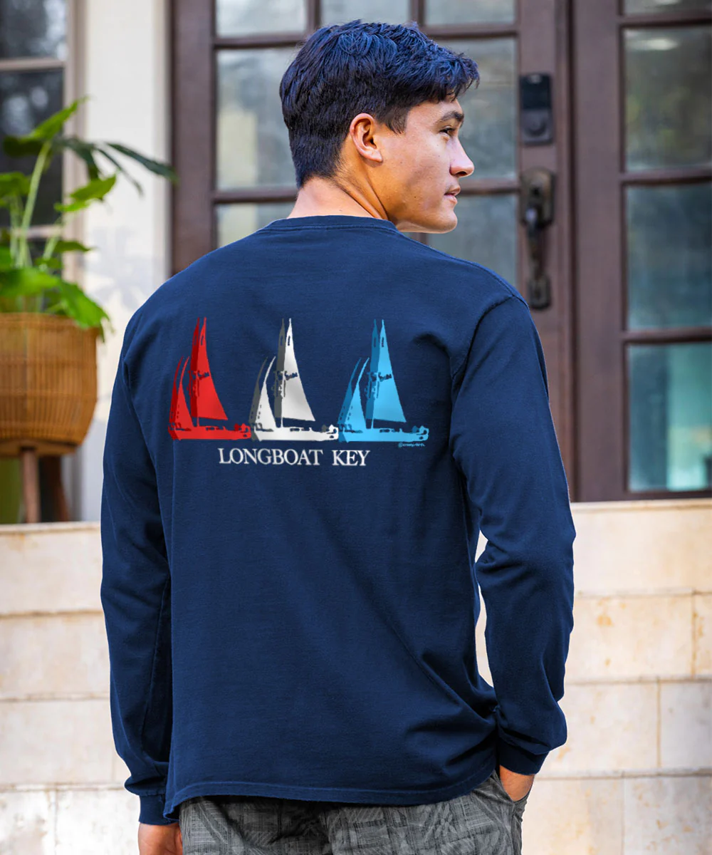 Sails Blu - Navy Long Sleeve Crewneck T-Shirt - Image 2