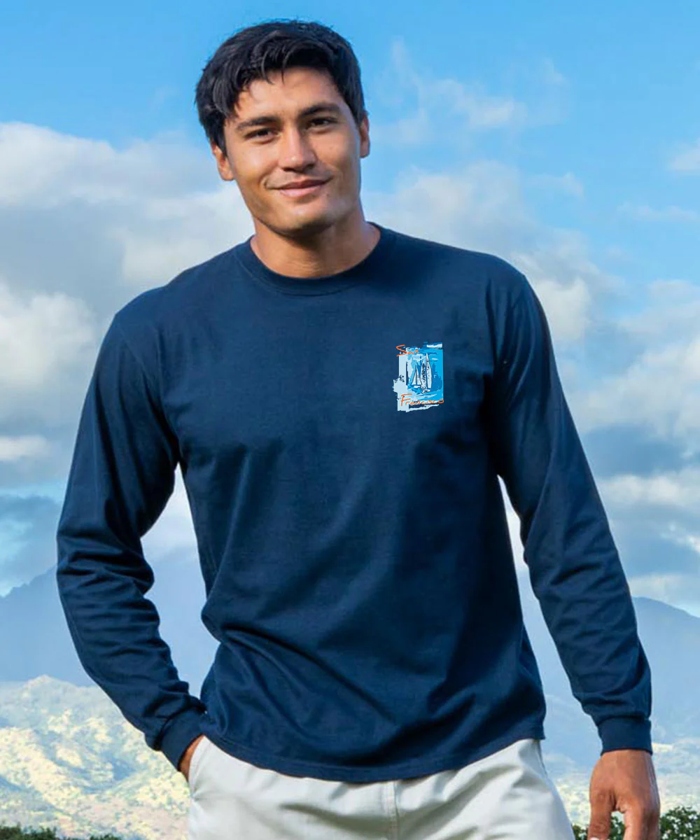 San Francisco Favs - Navy Long Sleeve Crewneck T-Shirt - Image 3
