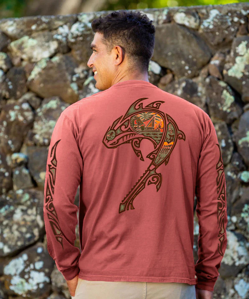 Shark Slayer Legend - Chile Dyed Long Sleeve Crewneck T-Shirt - Image 2
