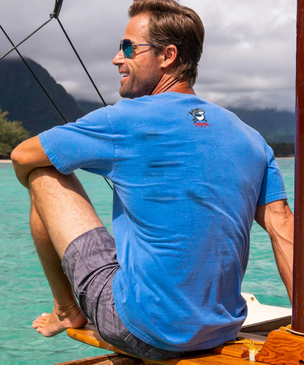 Sharka™ Linear Band - Blue Hawaii Dyed Short Sleeve Crewneck T-Shirt - Image 3